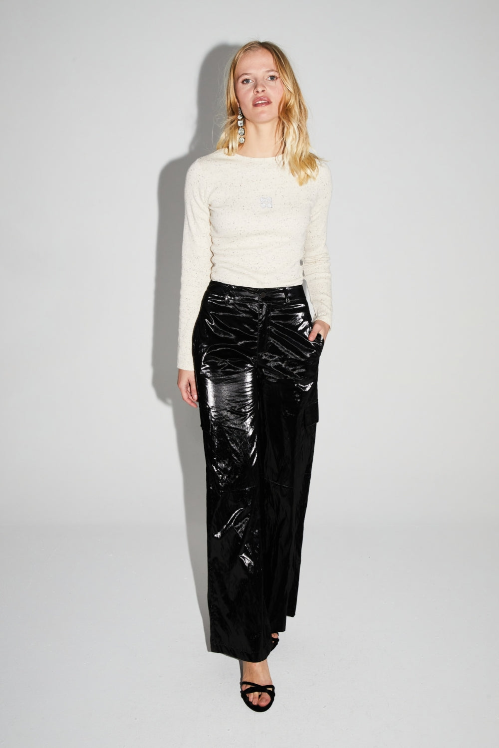 Pantalon Cargo Nolan Mercurio Black Fabriqué En Italie
