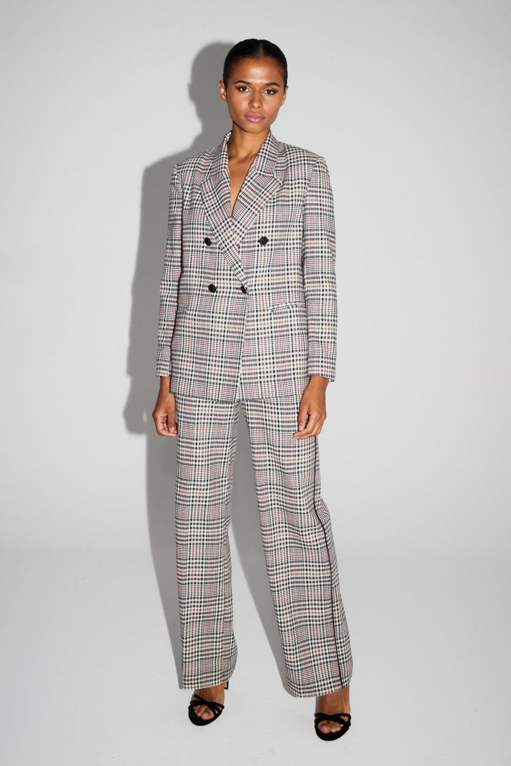Pantalon Clark Pied De Poule Red Fabriqué En Italie