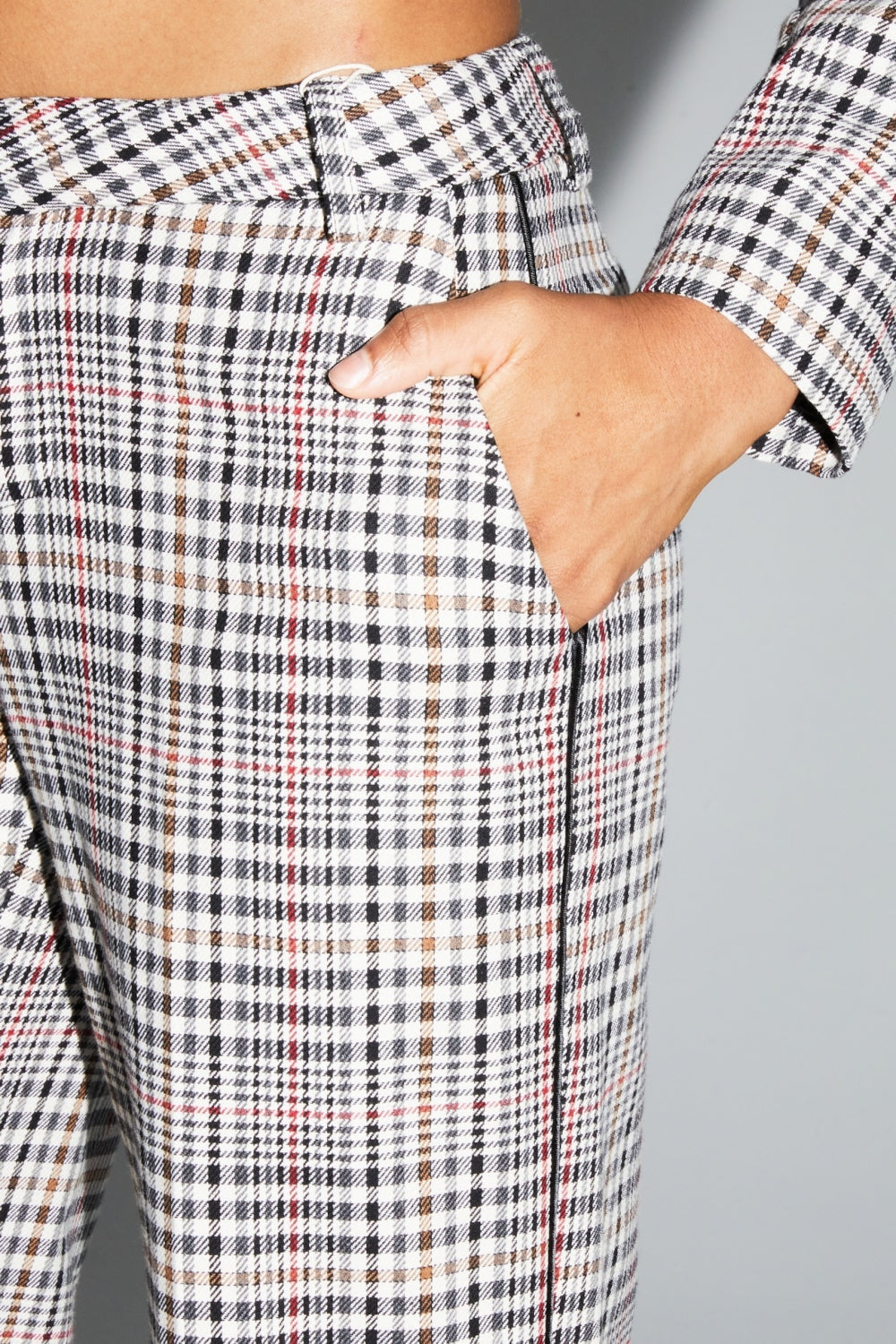 Pantalon Clark Pied De Poule Red Fabriqué En Italie