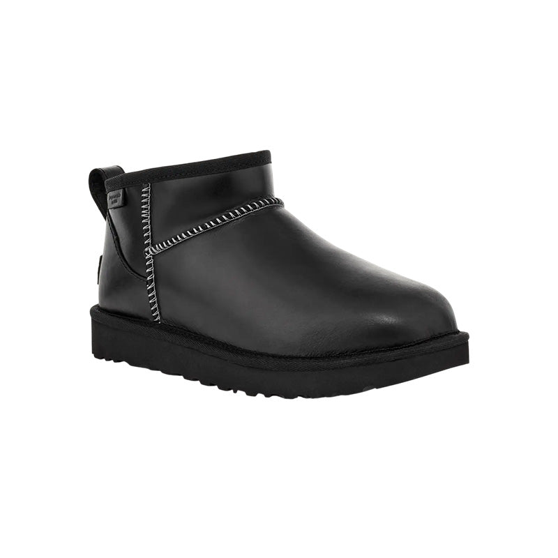 Boots Ugg Classic Ultra Mini Leather - Noir