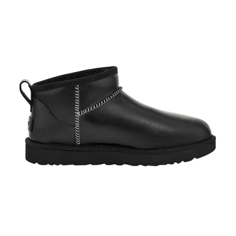 Boots Ugg Classic Ultra Mini Leather - Noir