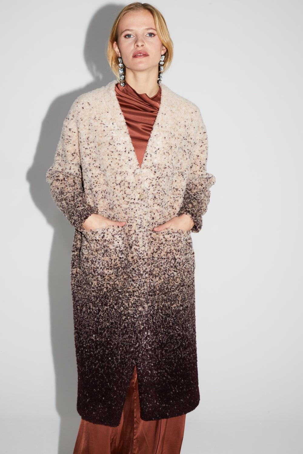 Veste Doriane Bouclettes Dégradé Chocolat Fabriquée En Italie