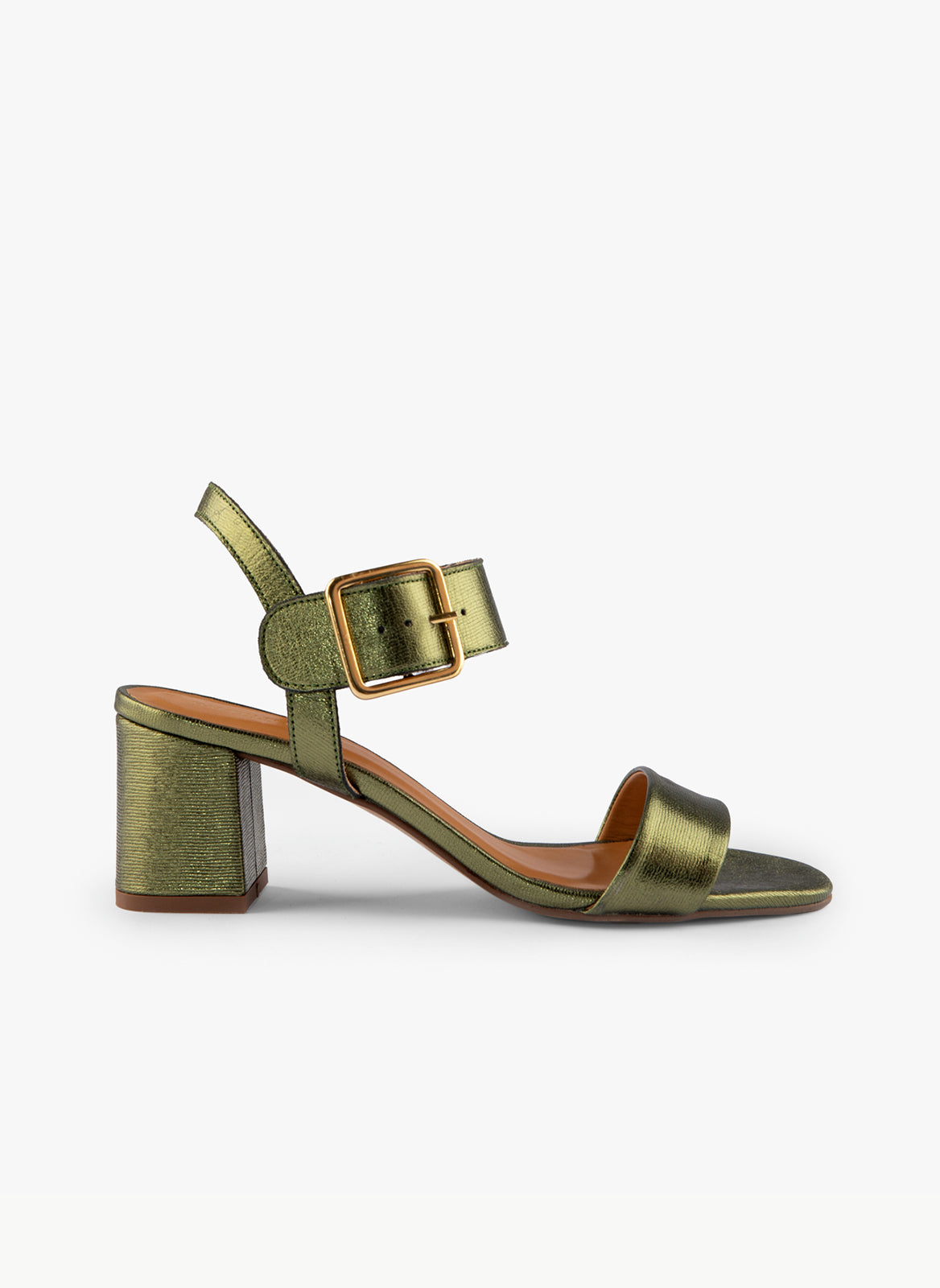 Sandali Sharon - Pelle metallizzata goffrata - Kaki