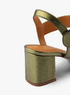 Sandali Sharon - Pelle metallizzata goffrata - Kaki