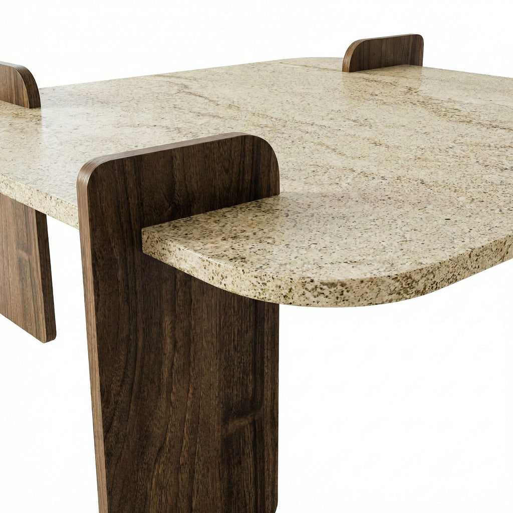 Afrolli - Table Basse - Travertine/Walnut