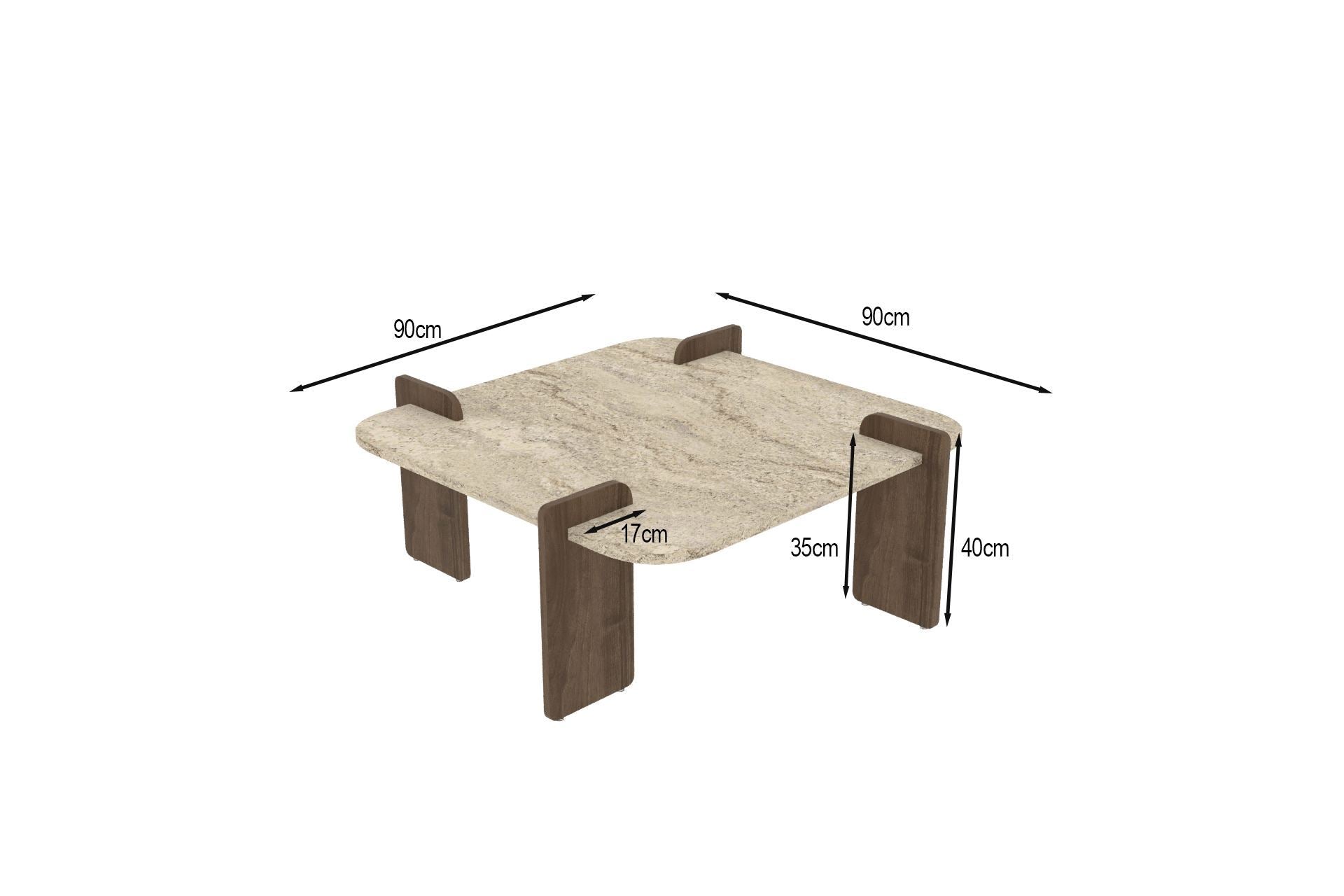 Afrolli - Table Basse - Travertine/Walnut