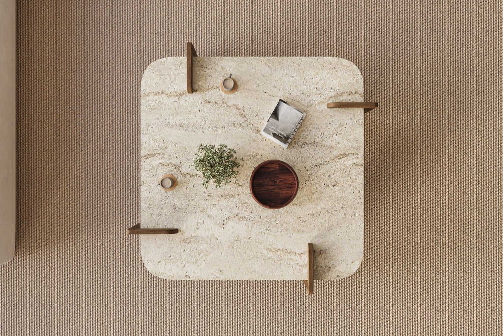 Afrolli - Table Basse - Travertine/Walnut