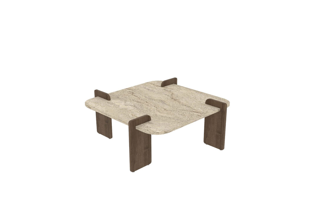 Afrolli - Table Basse - Travertine/Walnut