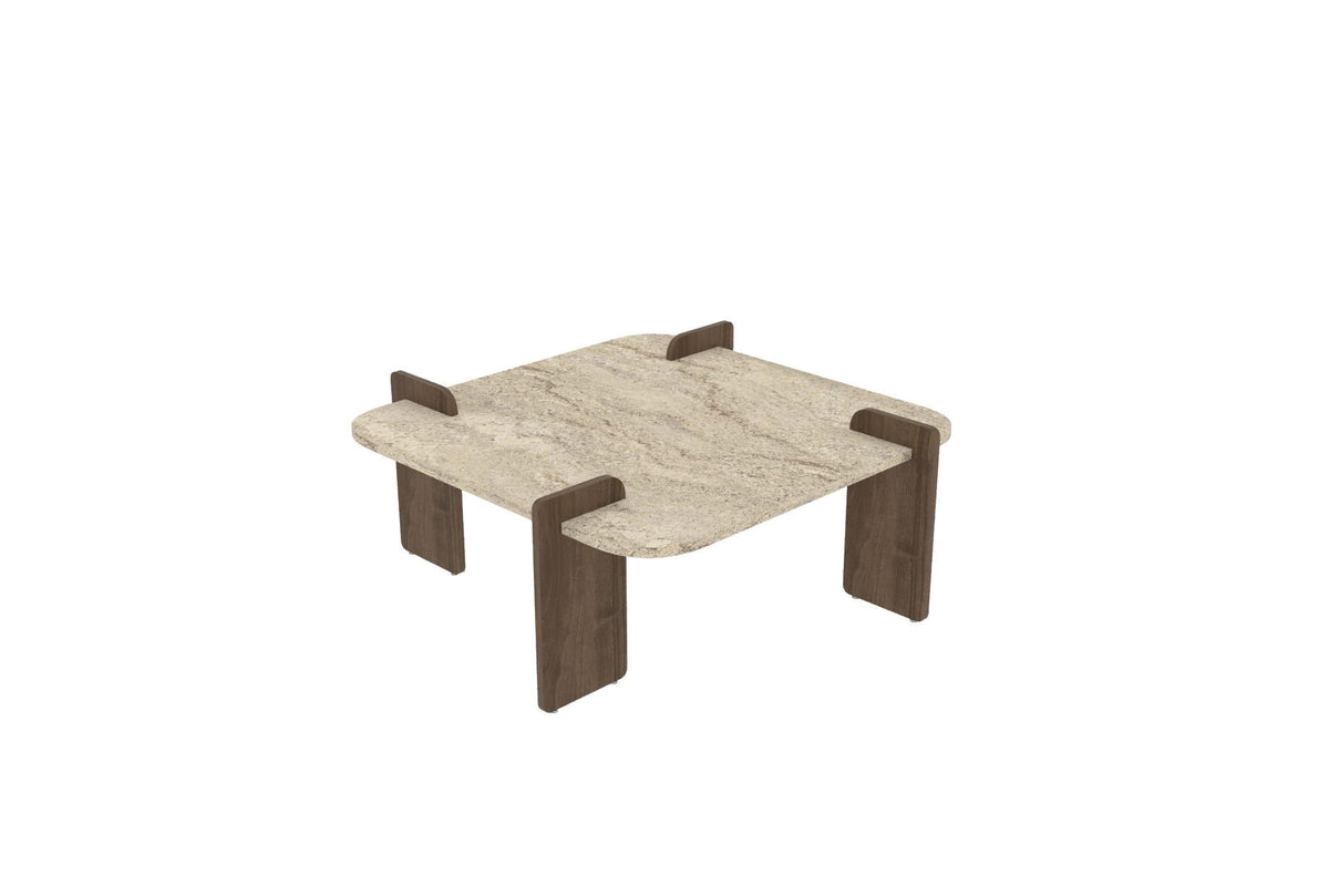 Afrolli - Table Basse - Travertine/Walnut