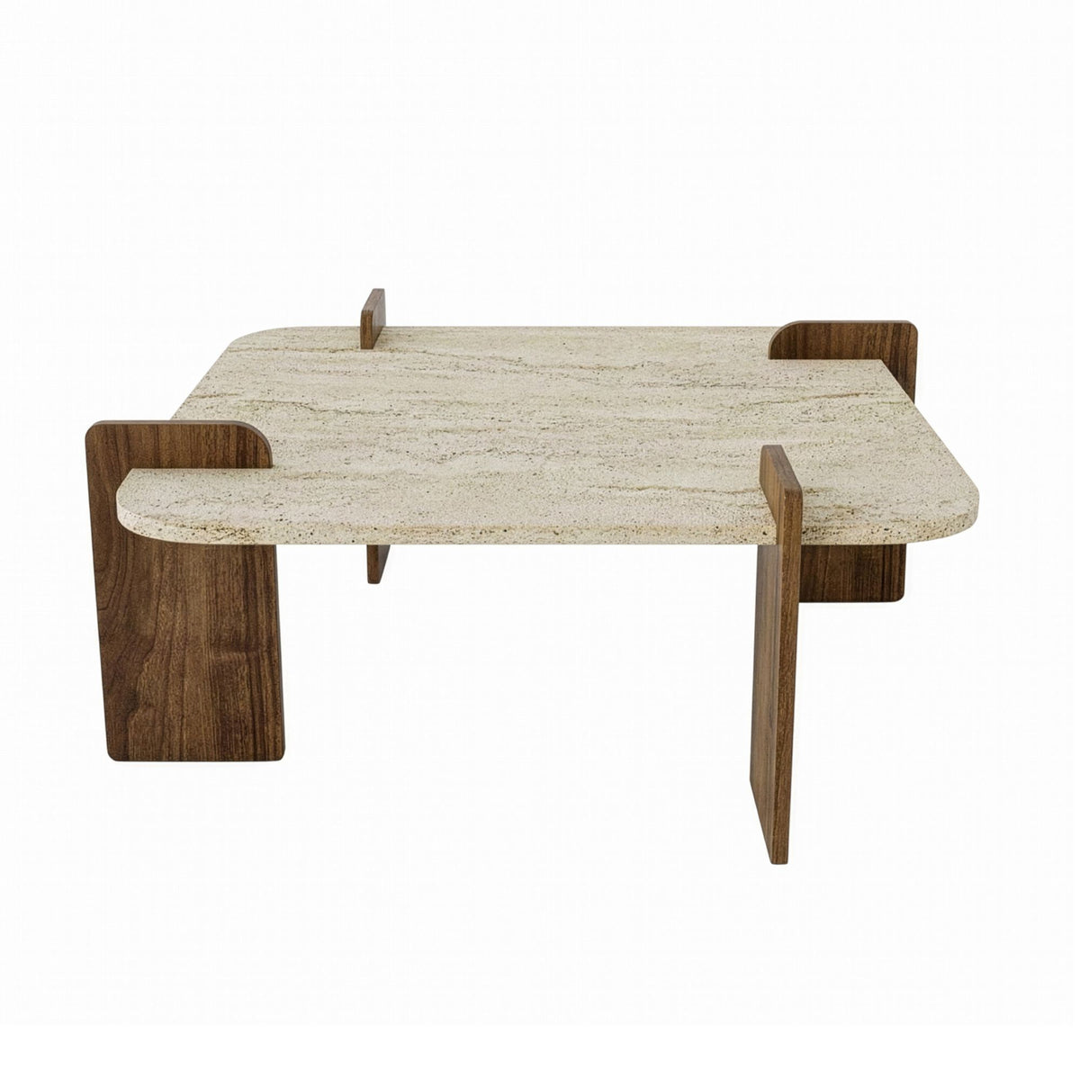 Afrolli - Table Basse - Travertine/Walnut
