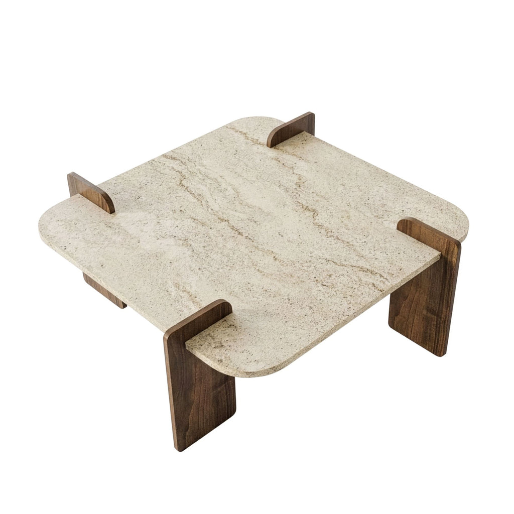Afrolli - Table Basse - Travertine/Walnut