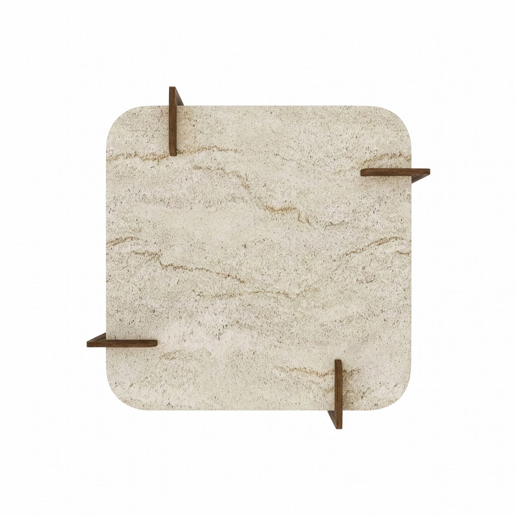 Afrolli - Table Basse - Travertine/Walnut
