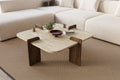 Poalla - Coffee Table - Travertine/Walnut