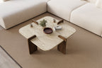 Poalla - Coffee Table - Travertine/Walnut