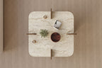 Poalla - Coffee Table - Travertine/Walnut