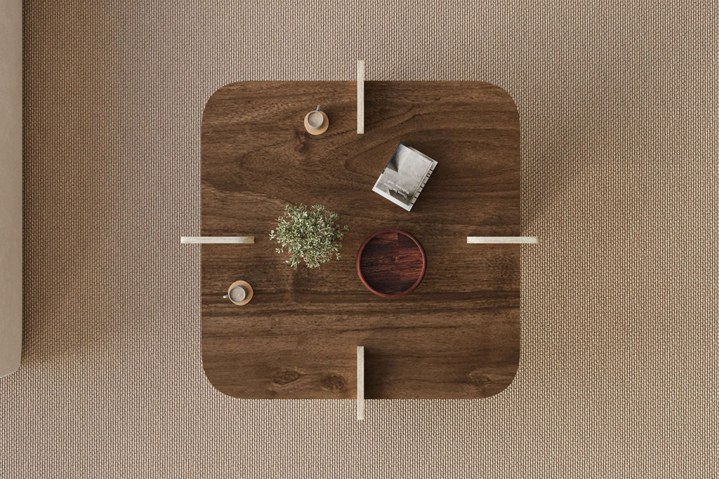 Poalla - Table Basse - Walnut/Travertine
