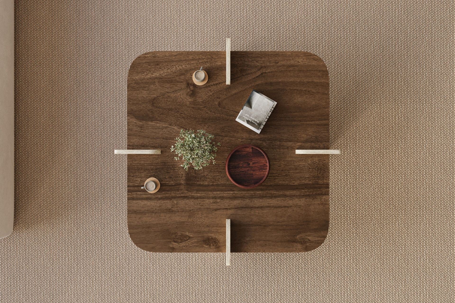 Poalla - Table Basse - Walnut/Travertine