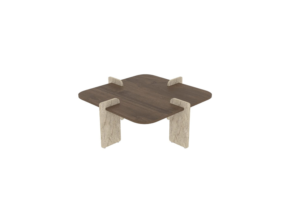 Poalla - Table Basse - Walnut/Travertine