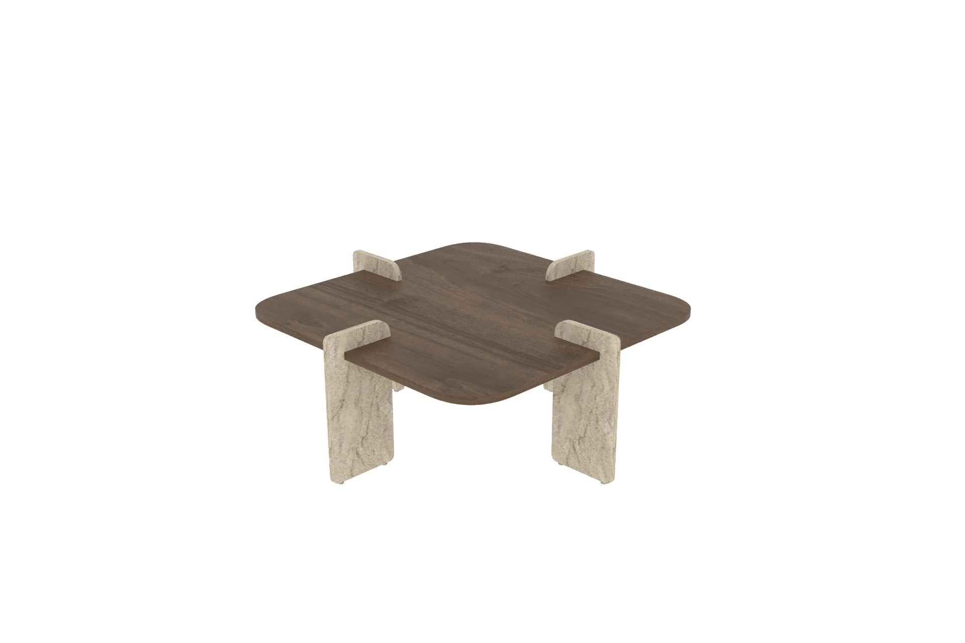 Poalla - Table Basse - Walnut/Travertine