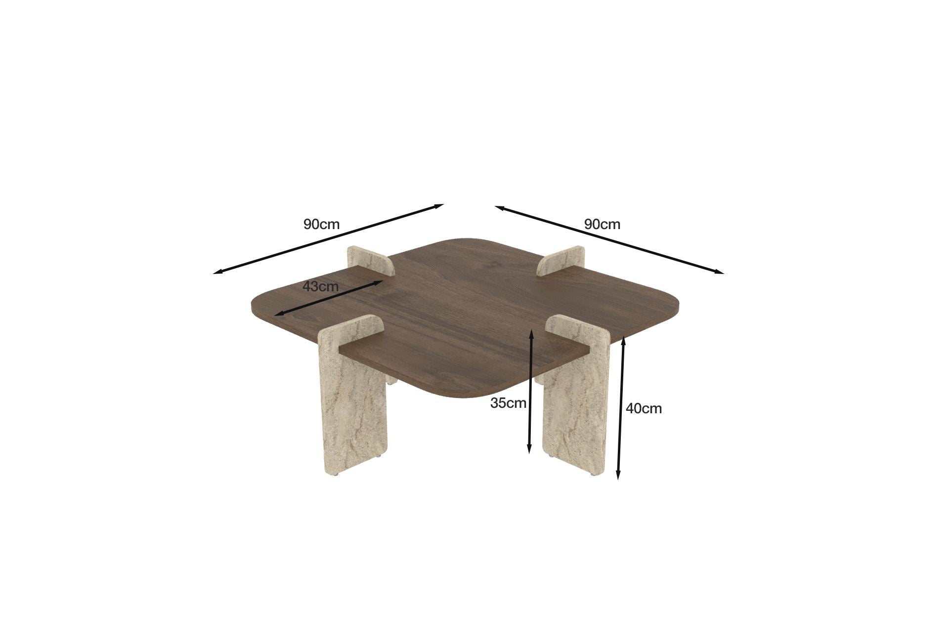 Poalla - Table Basse - Walnut/Travertine