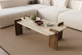 Leapiri - Coffee Table - Travertine/Walnut