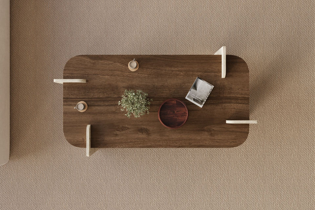 Leapiri - Coffee Table - Walnut/Travertine