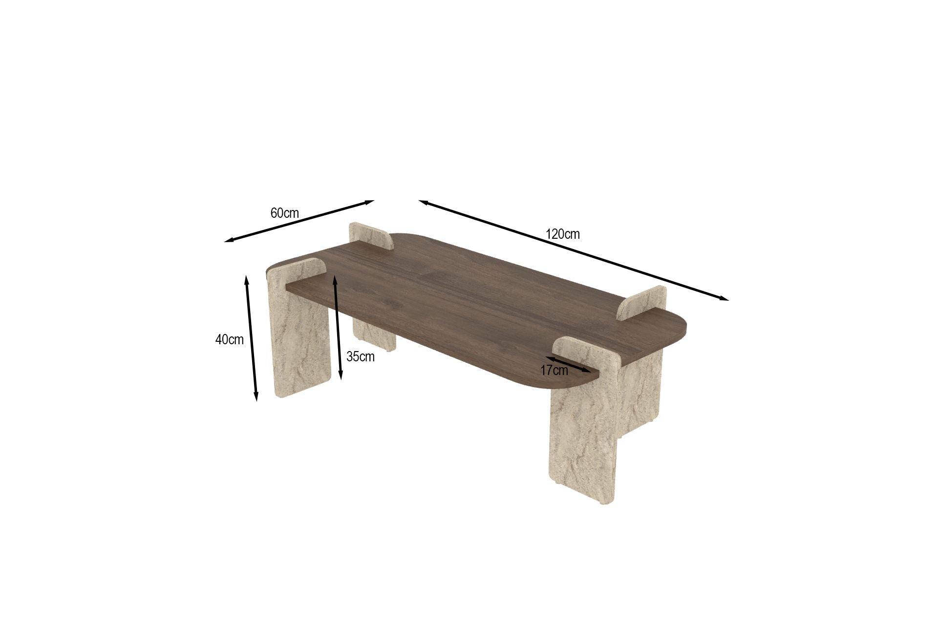 Leapiri - Coffee Table - Walnut/Travertine
