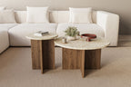 Private - Set de Tables Basses - Travertine/Walnut