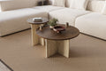 Private - Set of Coffee Tables - Walnut/Travertine