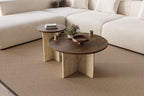 Private - Set of Coffee Tables - Walnut/Travertine