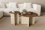Private - Set of Coffee Tables - Walnut/Travertine