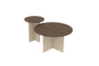 Private - Set of Coffee Tables - Walnut/Travertine