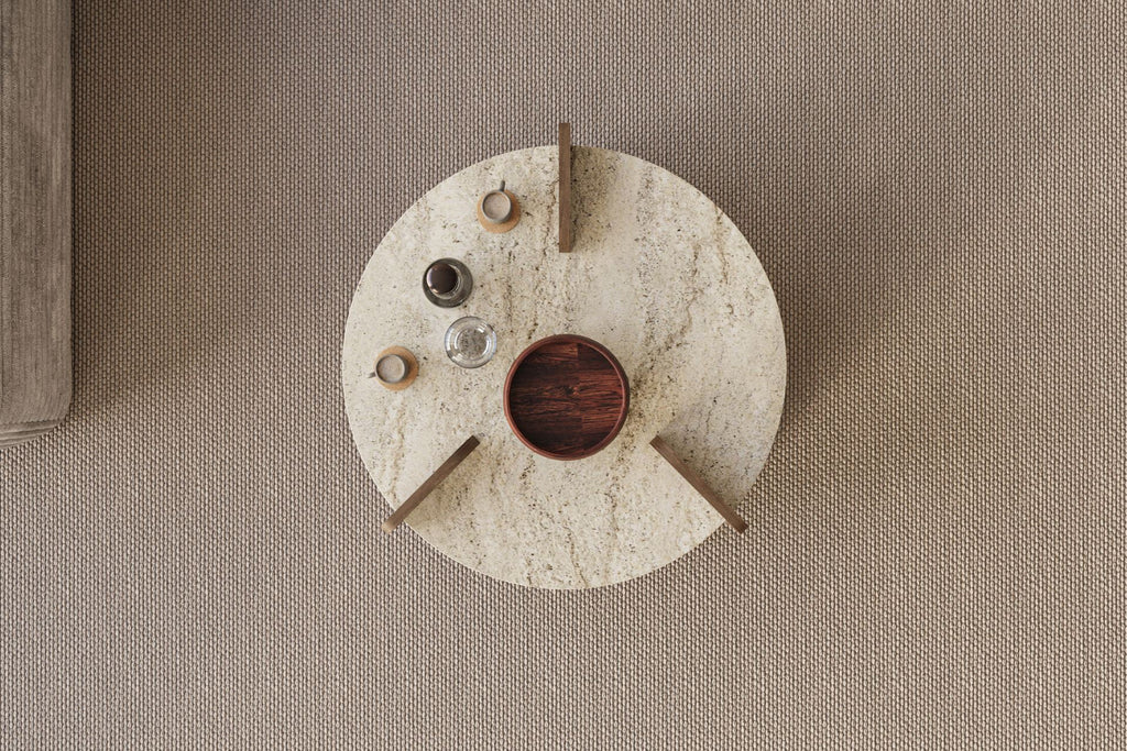 Oalla - Coffee Table - Travertine/Walnut