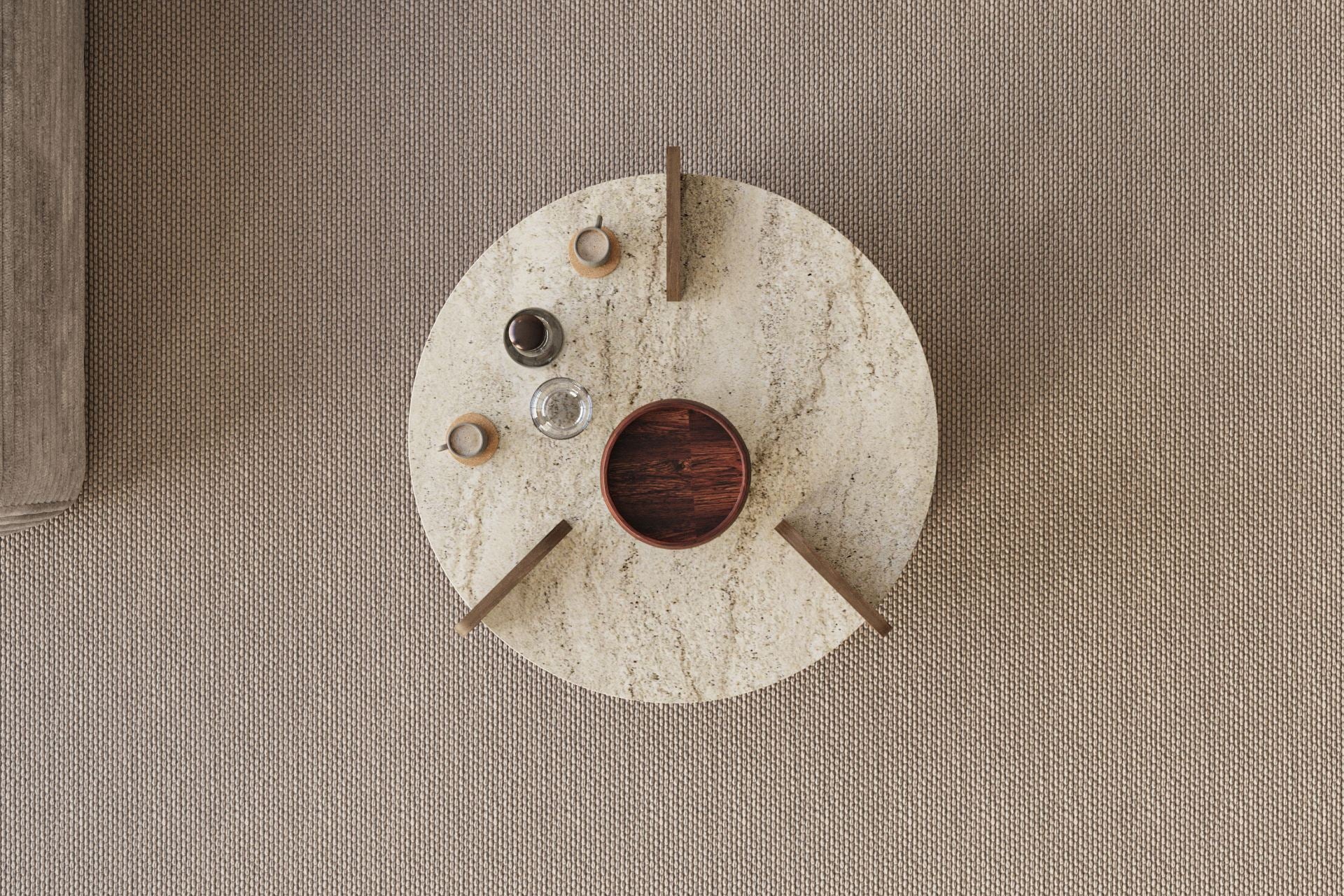 Oalla - Coffee Table - Travertine/Walnut