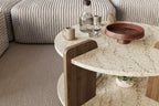 Oalla - Coffee Table - Travertine/Walnut