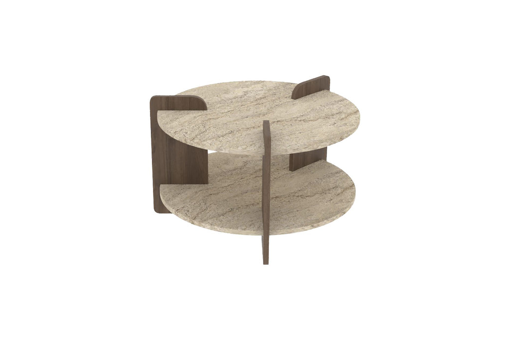Oalla - Coffee Table - Travertine/Walnut