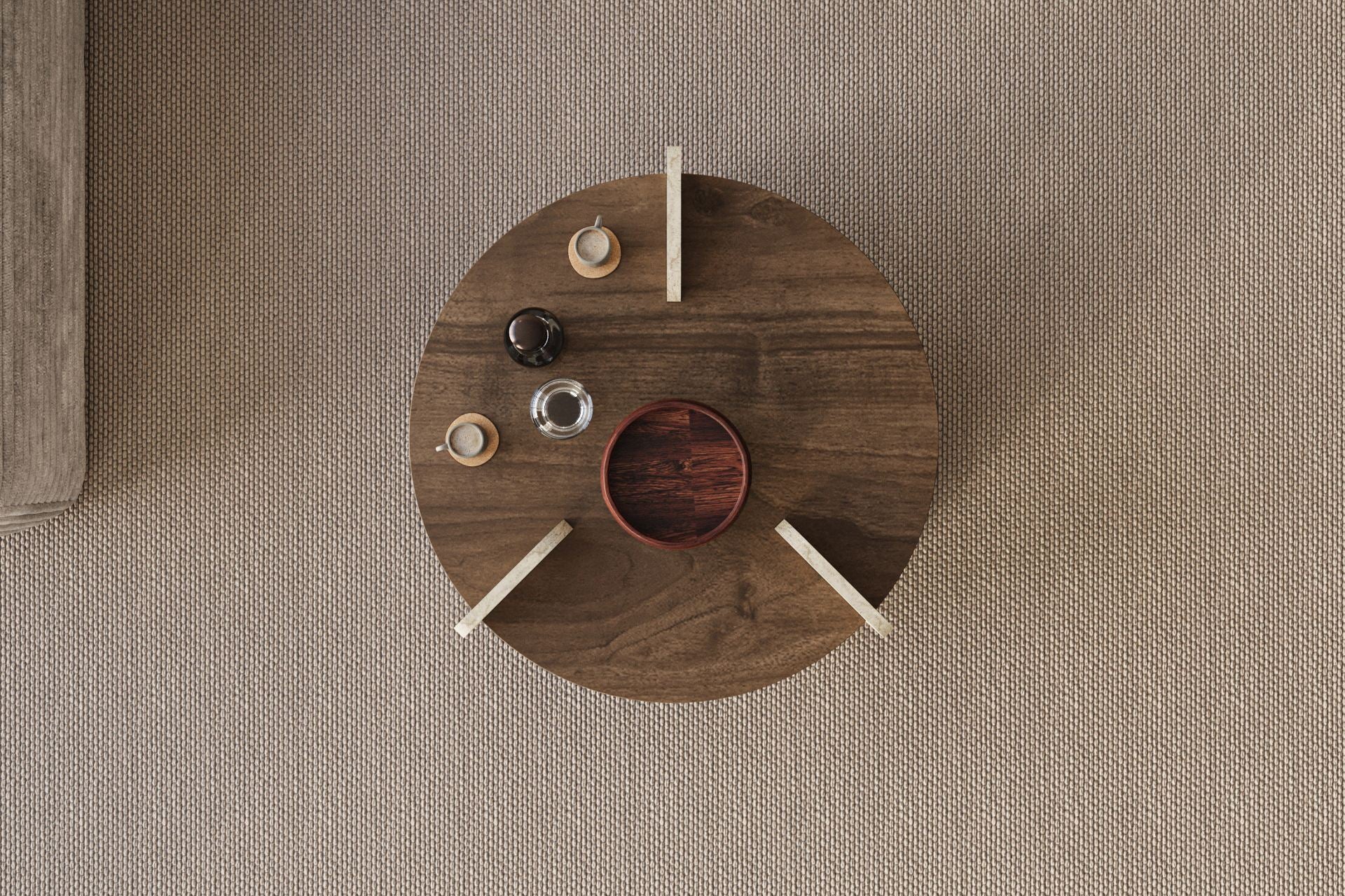 Oalla - Coffee Table - Walnut/Travertine