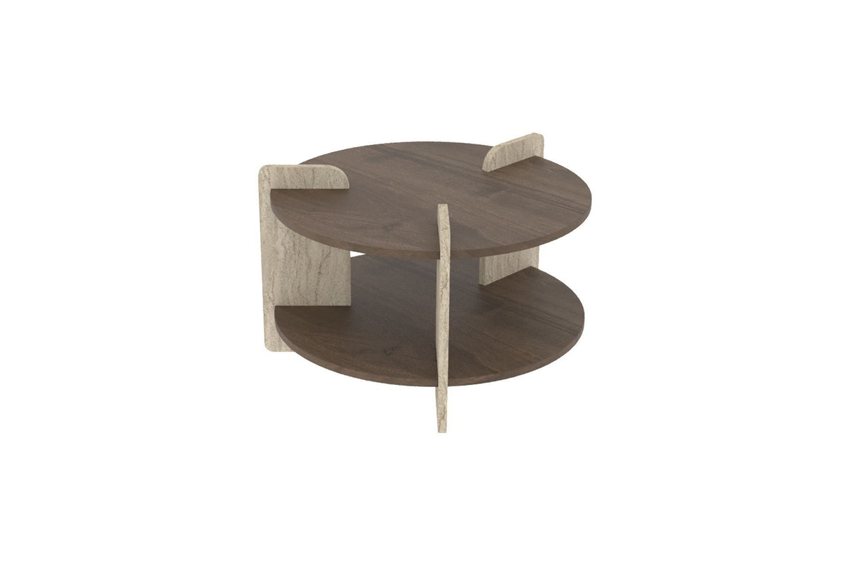 Oalla - Coffee Table - Walnut/Travertine