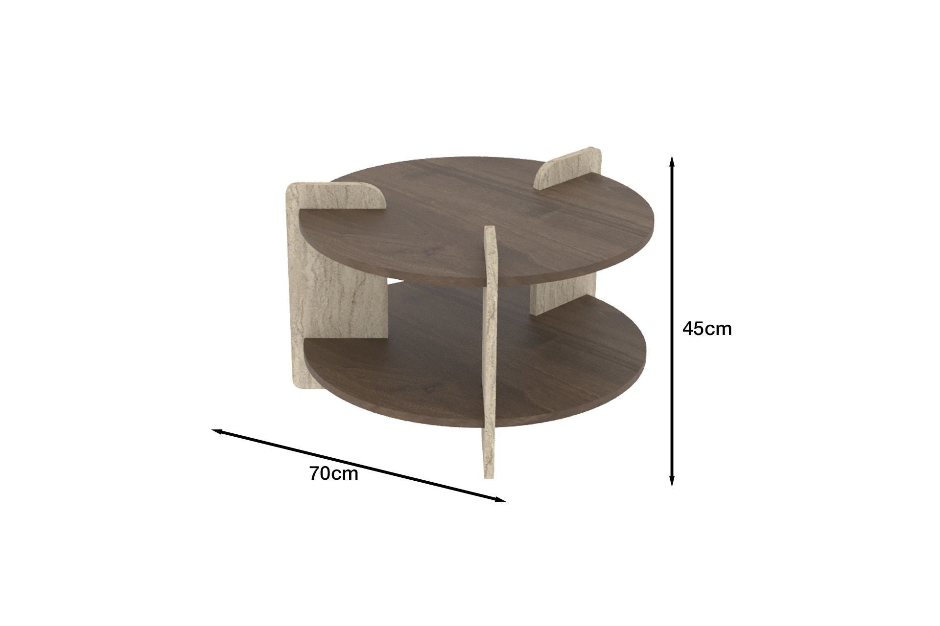 Oalla - Coffee Table - Walnut/Travertine