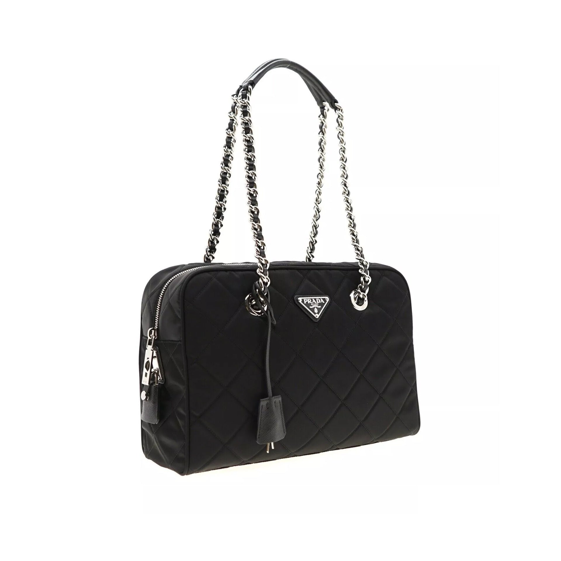 Prada - Bolso Bandolera De Nylon Acolchado - Mujeres - Negro