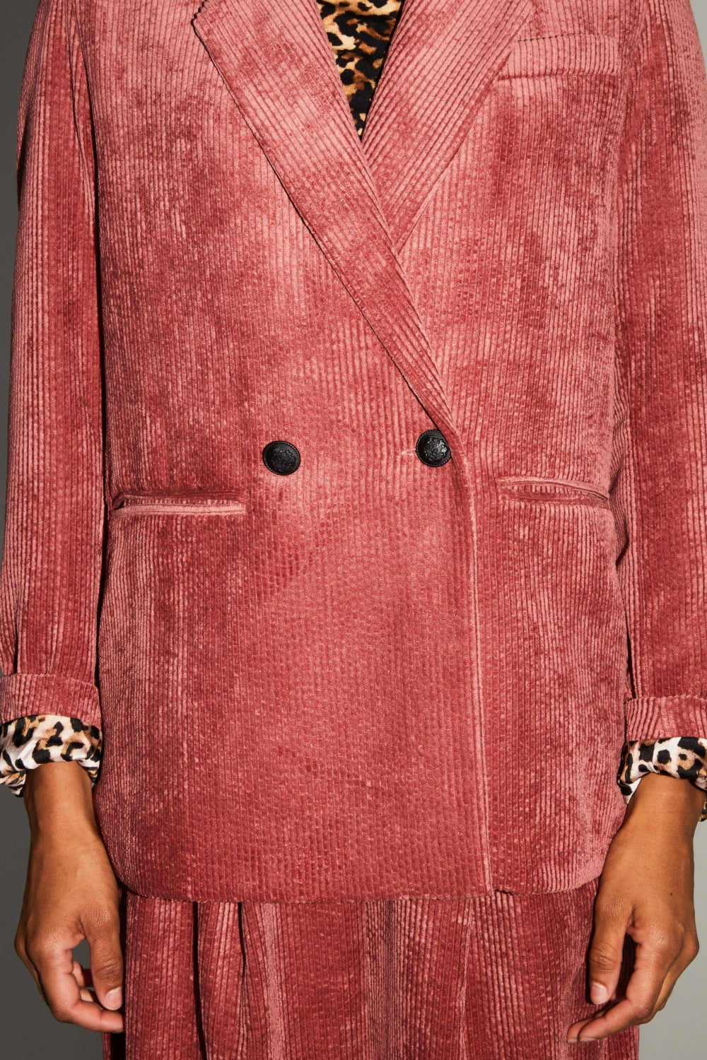 Blazer Ema Velours Vintage Cognac Doux Fabriqué En Italie
