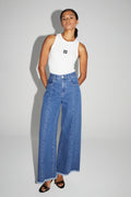 Denim Swiggy Palazzo Medium Blue Fabriqué Au Portugal