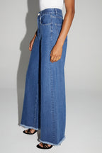 Denim Swiggy Palazzo Medium Blue Fabriqué Au Portugal