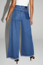 Denim Swiggy Palazzo Medium Blue Fabriqué Au Portugal