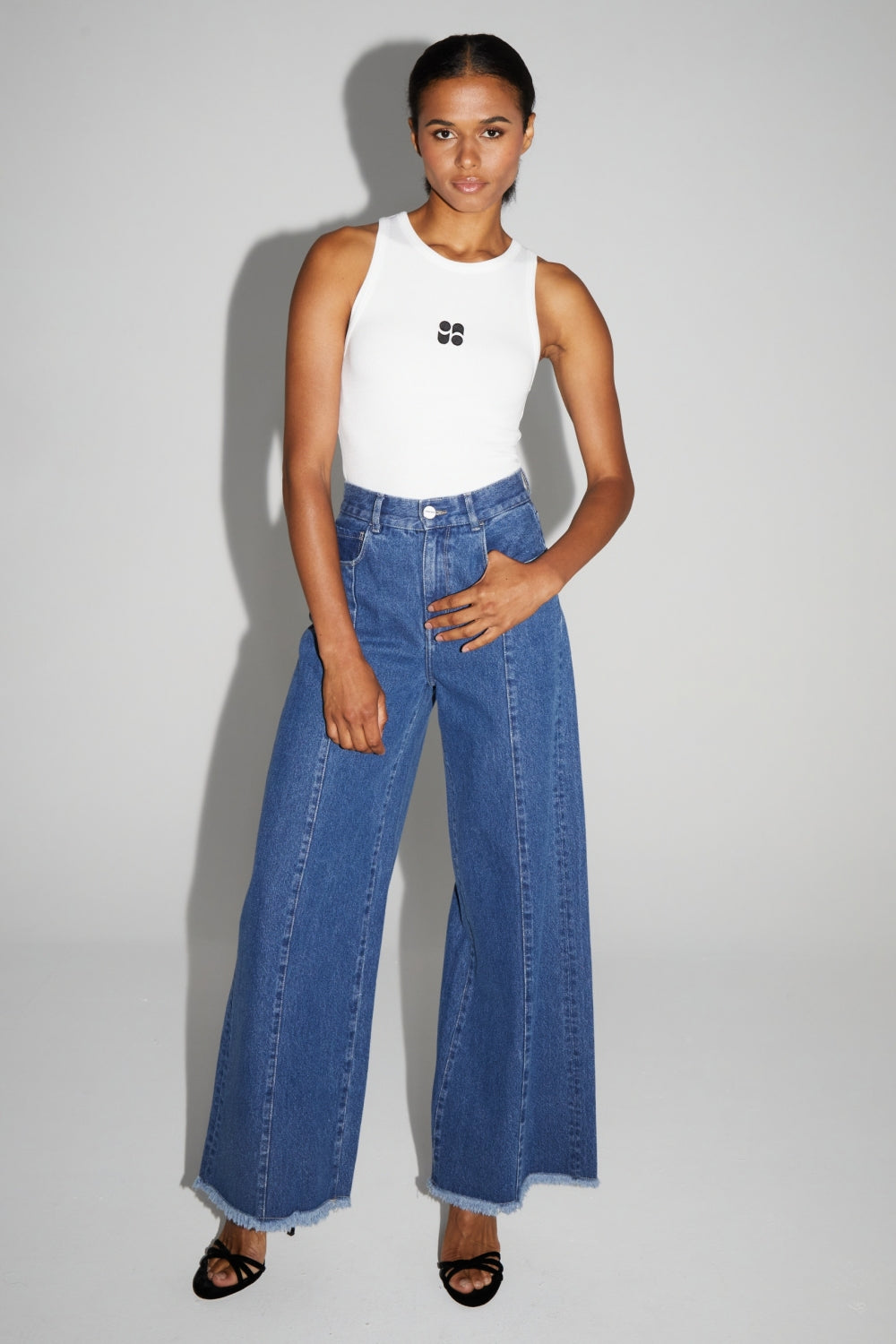 Denim Swiggy Palazzo Medium Blue Fabriqué Au Portugal