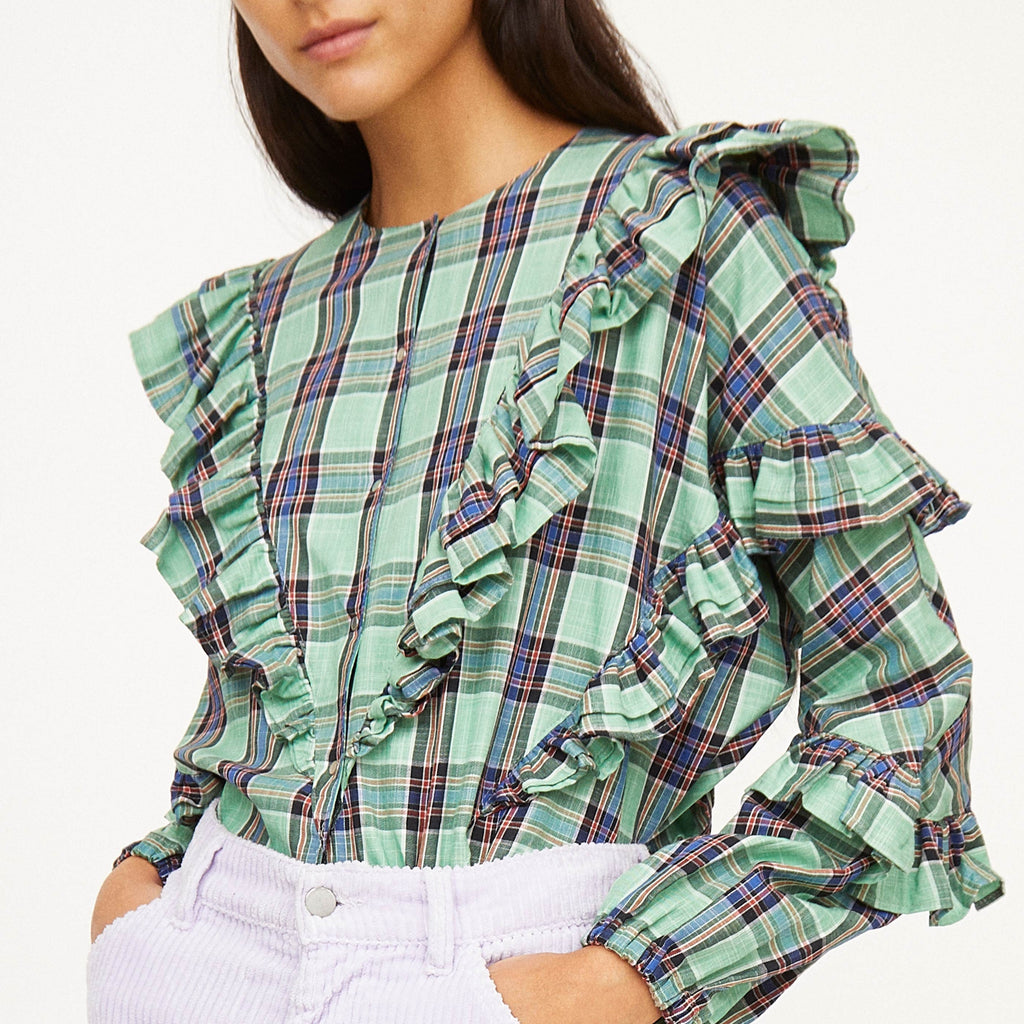 Blusas Milk Check - geométrico AQUA