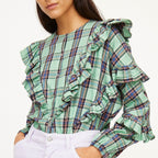 Blusas Milk Check - geométrico AQUA