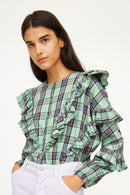 Milk Check blouses - geometric AQUA