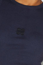 Top Théo Navy Moucheté Fabriqué Au Portugal