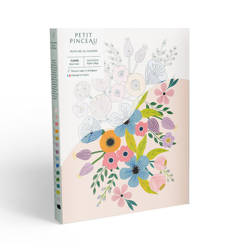Coffret Peinture Au Numéro - Petit Pinceau - Flowers Par Art.Iisan